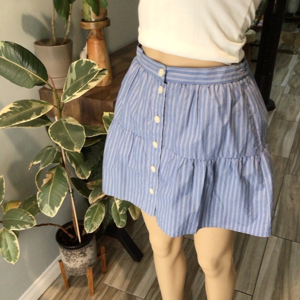 Madewell Women’s Bistro Tiered Blue And White Mini Skirt - Picture 4 of 10
